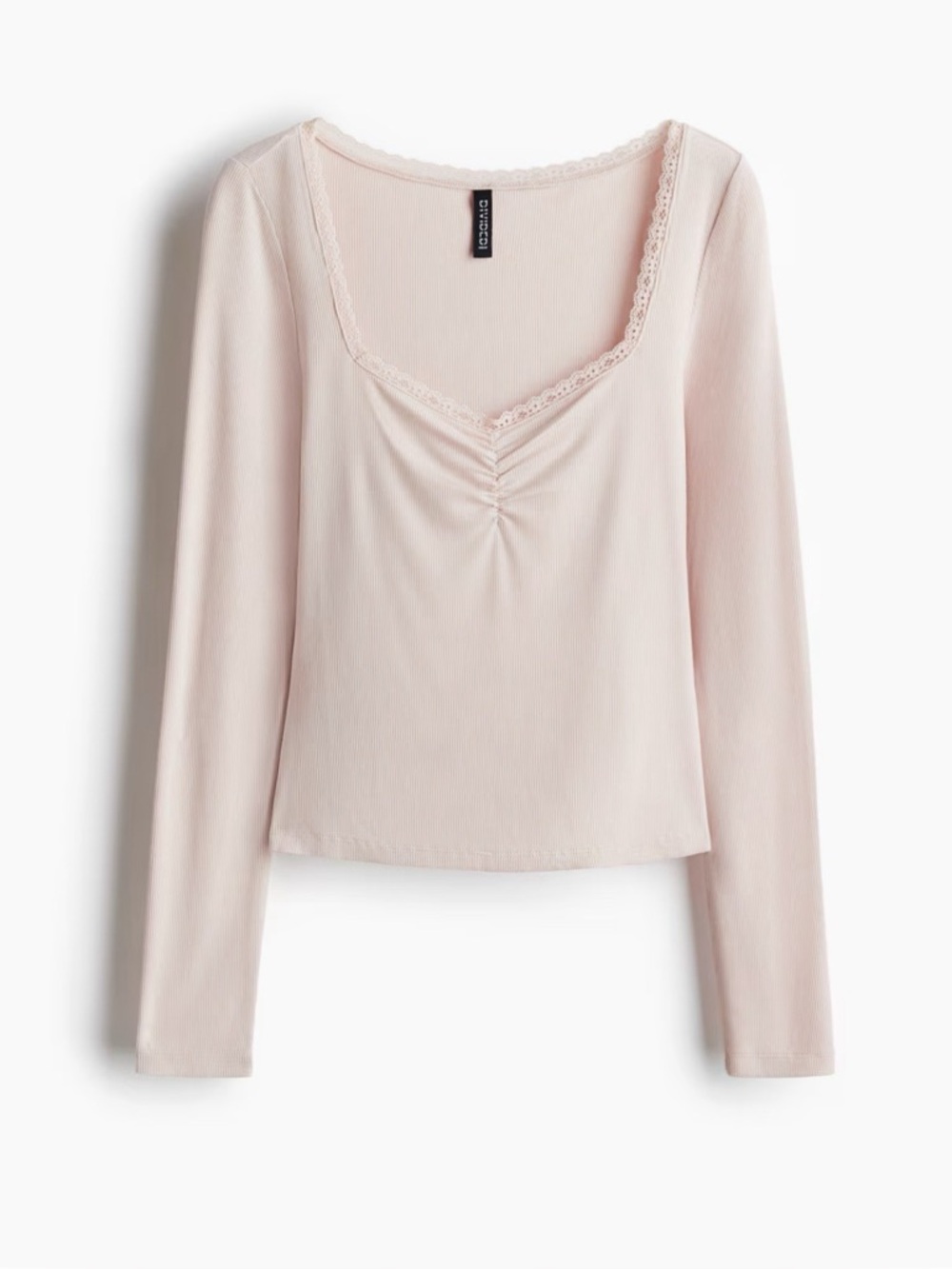 NEW H&M | Lace-Trimmed Rib Top